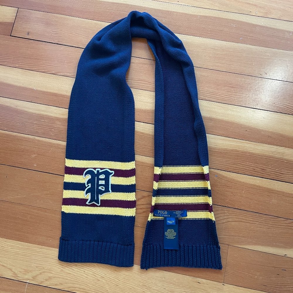 Very Rare Knit Ralph Lauren Polo Scarf - Big P Logo Patch
